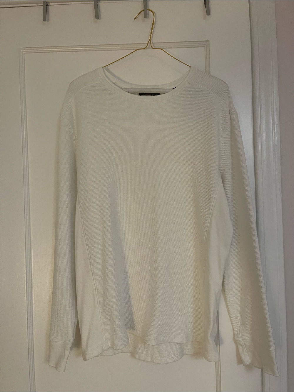 Vince Men's Cream Crewneck Waffle Knit Sweater